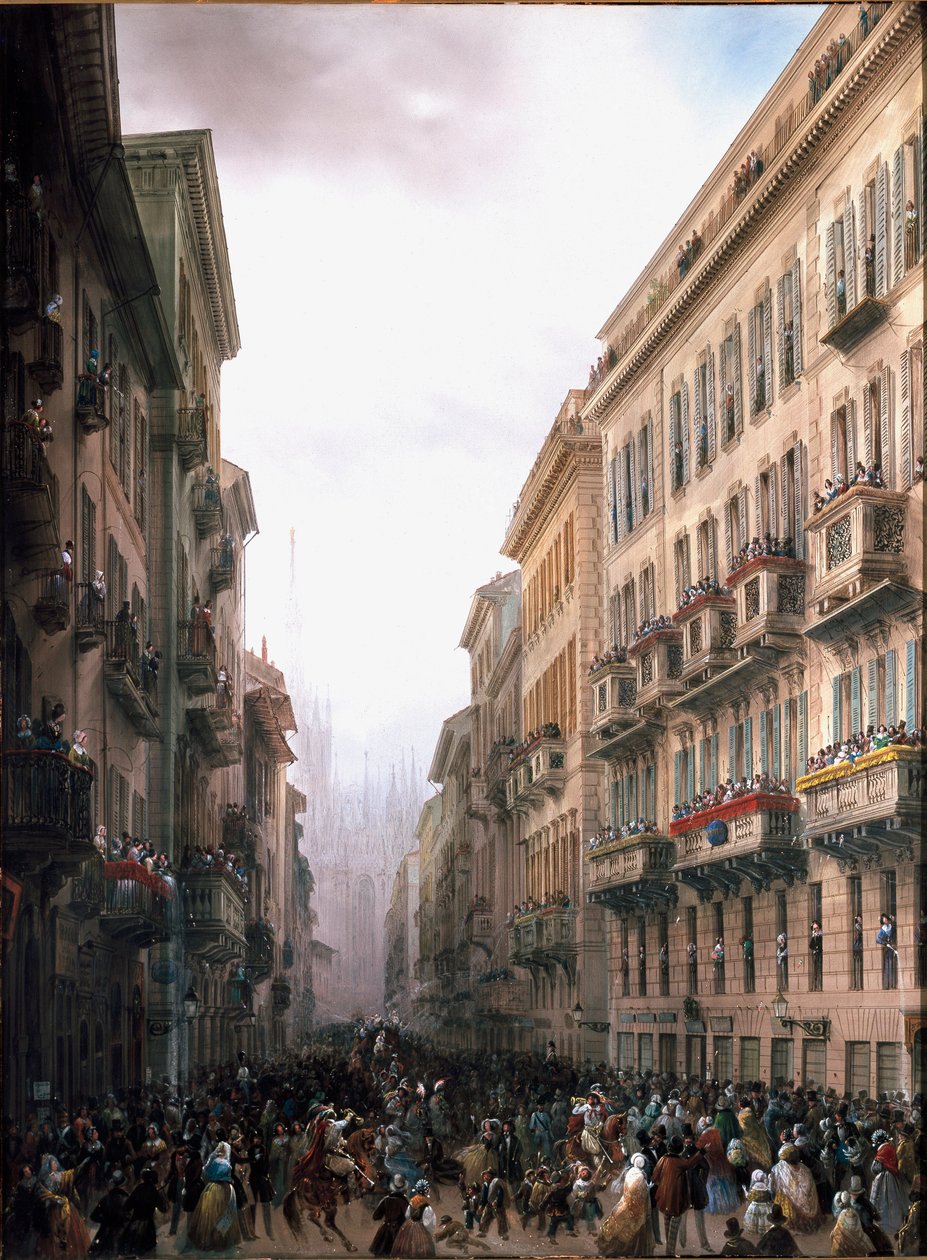 Carnaval in Milaan (circa 1847) door Carlo Bossoli
