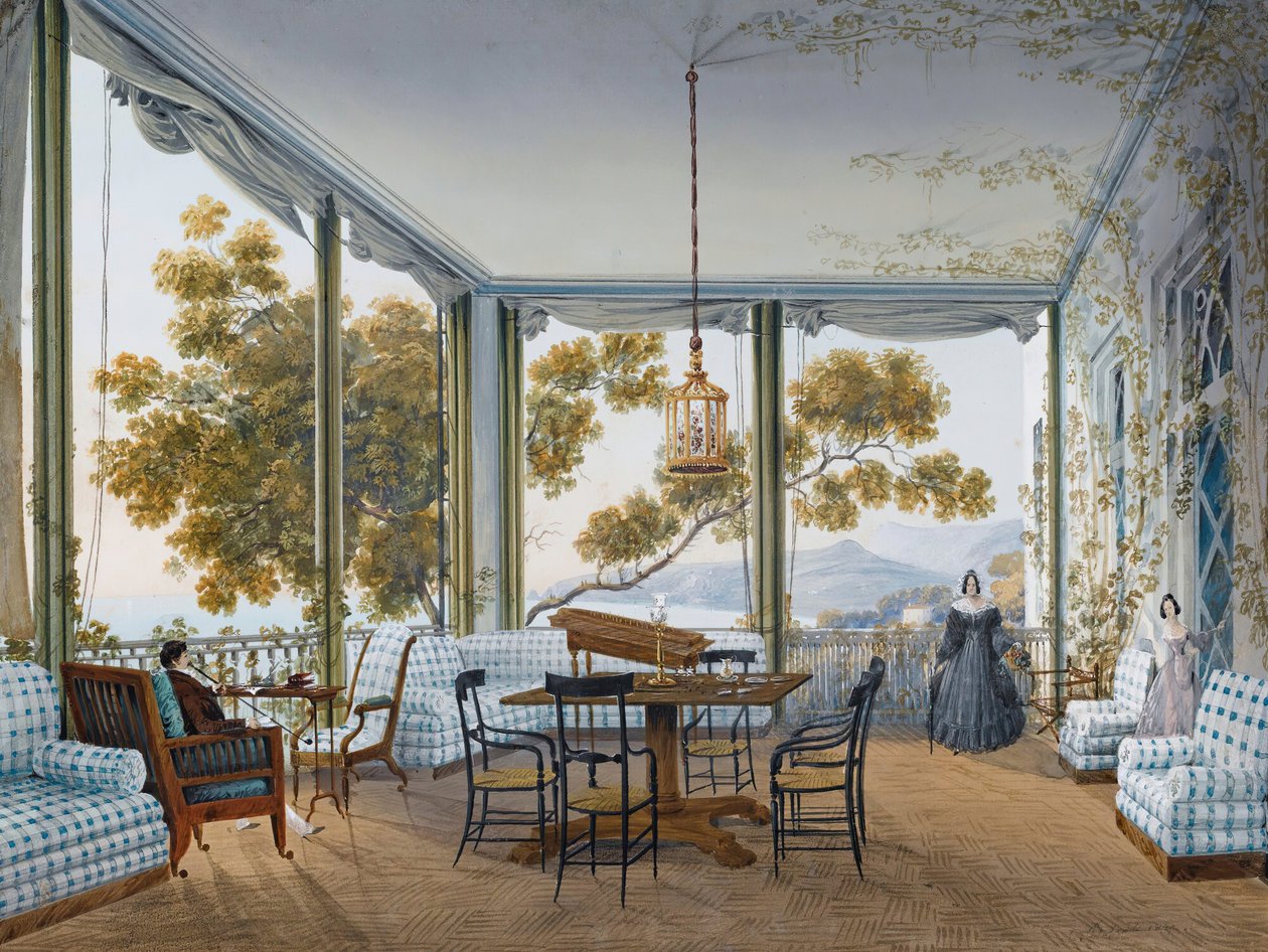 Interieur in het Naryshkin-paleis van Miskhor, 1841-1842 door Carlo Bossoli