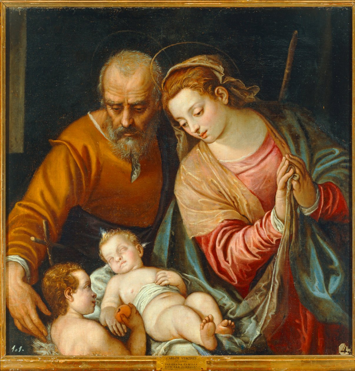 De Heilige Familie met de jonge Johannes Baptist ... door Carlo Caliari