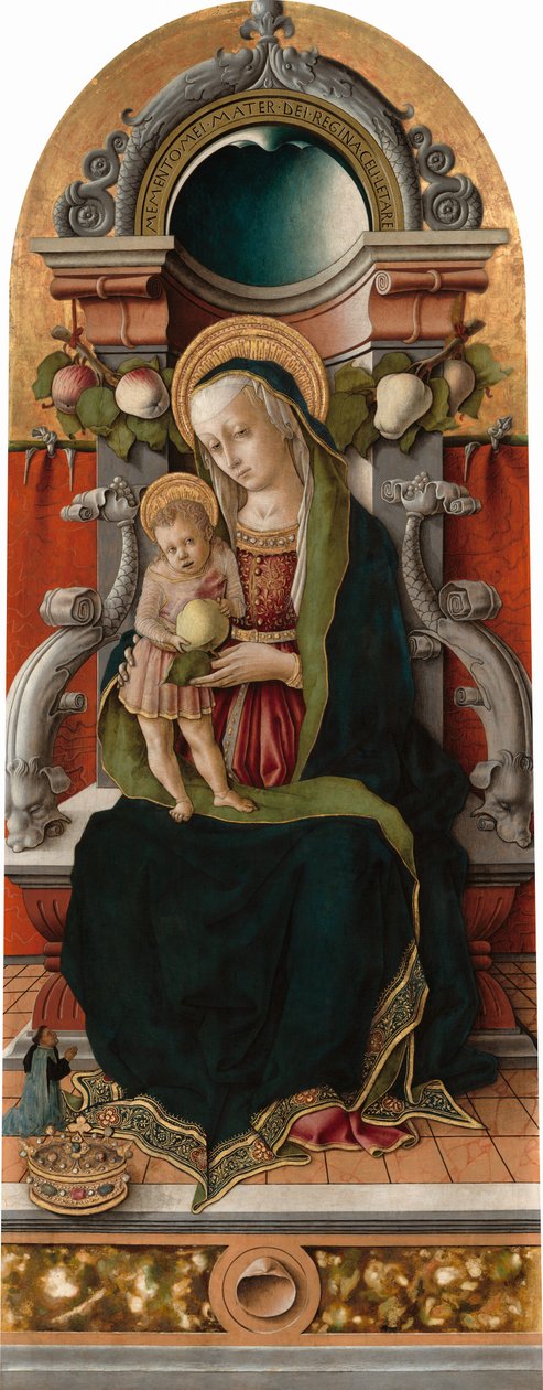 Madonna en kind op de troon met schenker, 1470 door Carlo Crivelli
