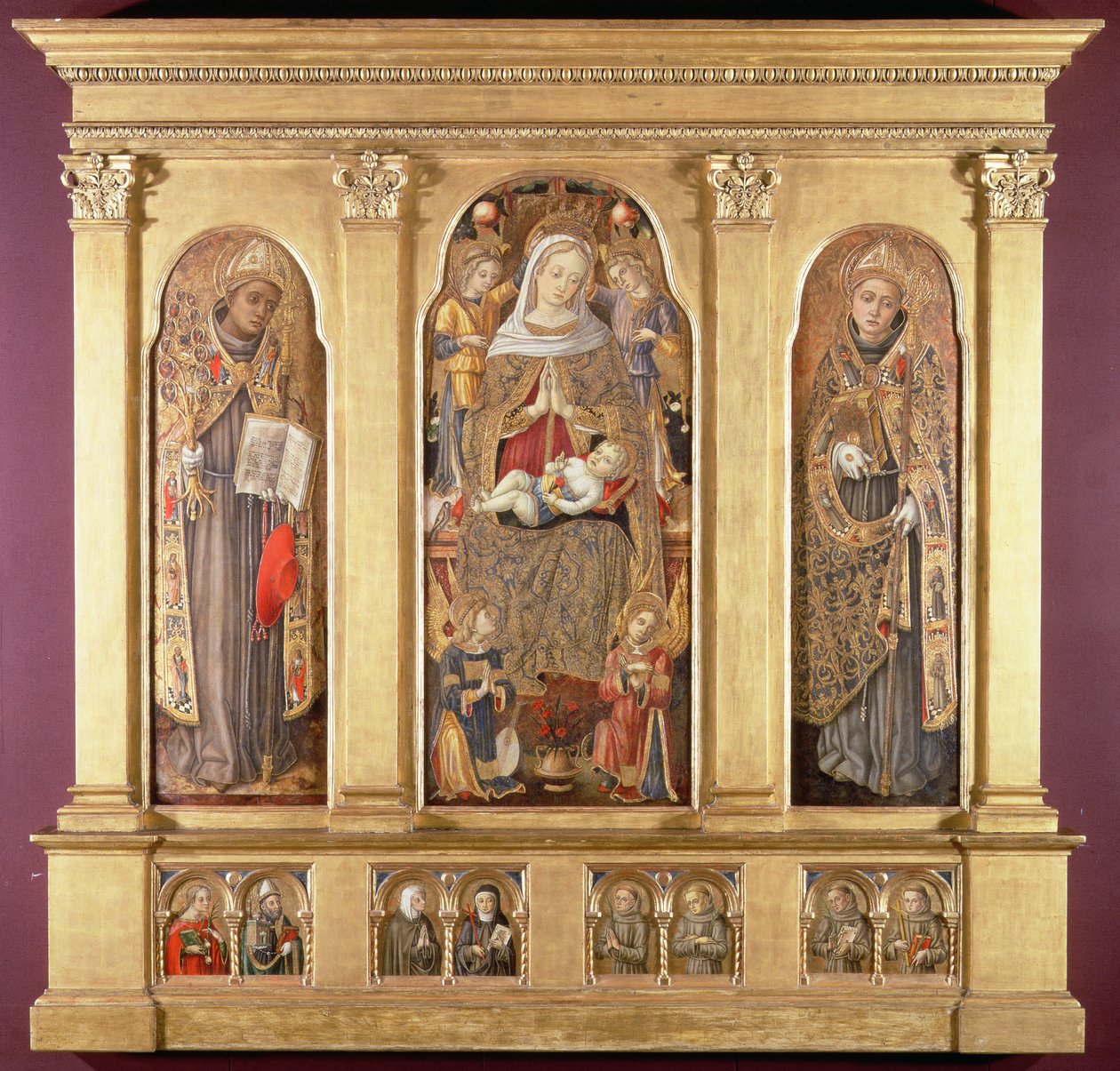 Maagd en Kind met Heiligen Bonaventura en Louis van Toulouse, c.1489 door Carlo Crivelli