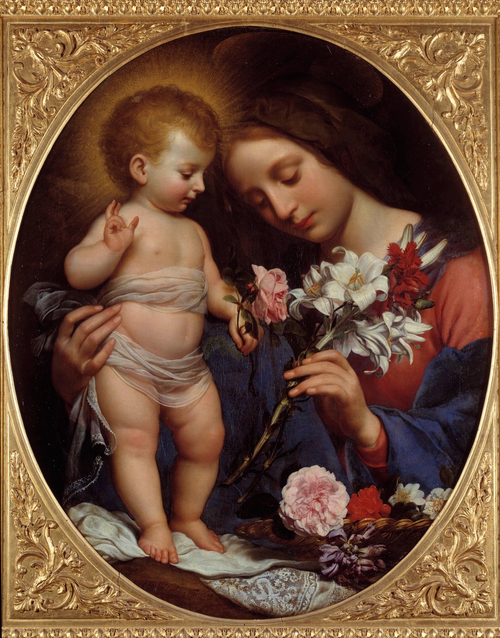 De Maagd met de lelie Schilderij door Carlo Dolci (1616-1686) 1642 Montpellier, Musee Fabre door Carlo Dolci