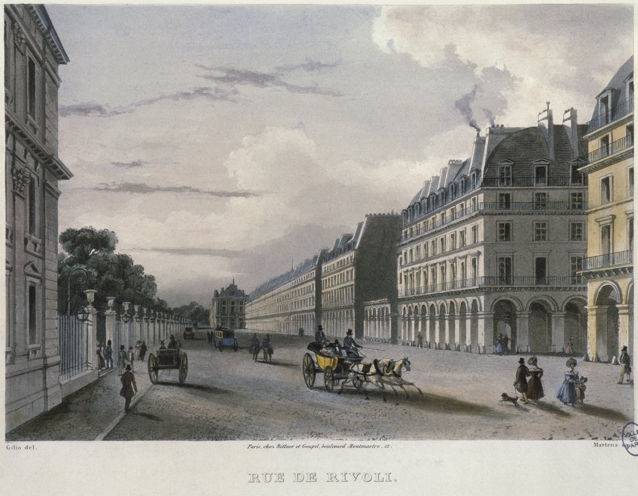 De Rue de Rivol, gegraveerd door Frederic Martens (1809-75) 1832 door Carlo Gilio