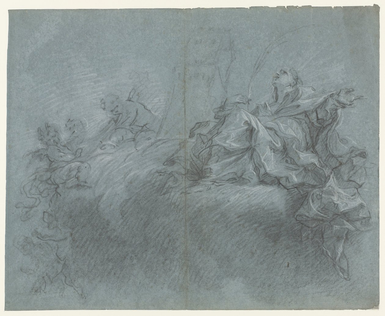 Madonna met engelen in de wolken door Carlo Innocenzo Carlone (possibly)