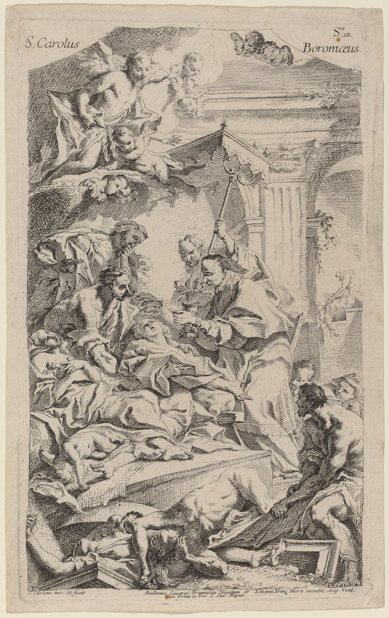 San Carlo Borromeo Geeft Laatste Communie aan Slachtoffers van de Pest door Carlo Innocenzo Carlone