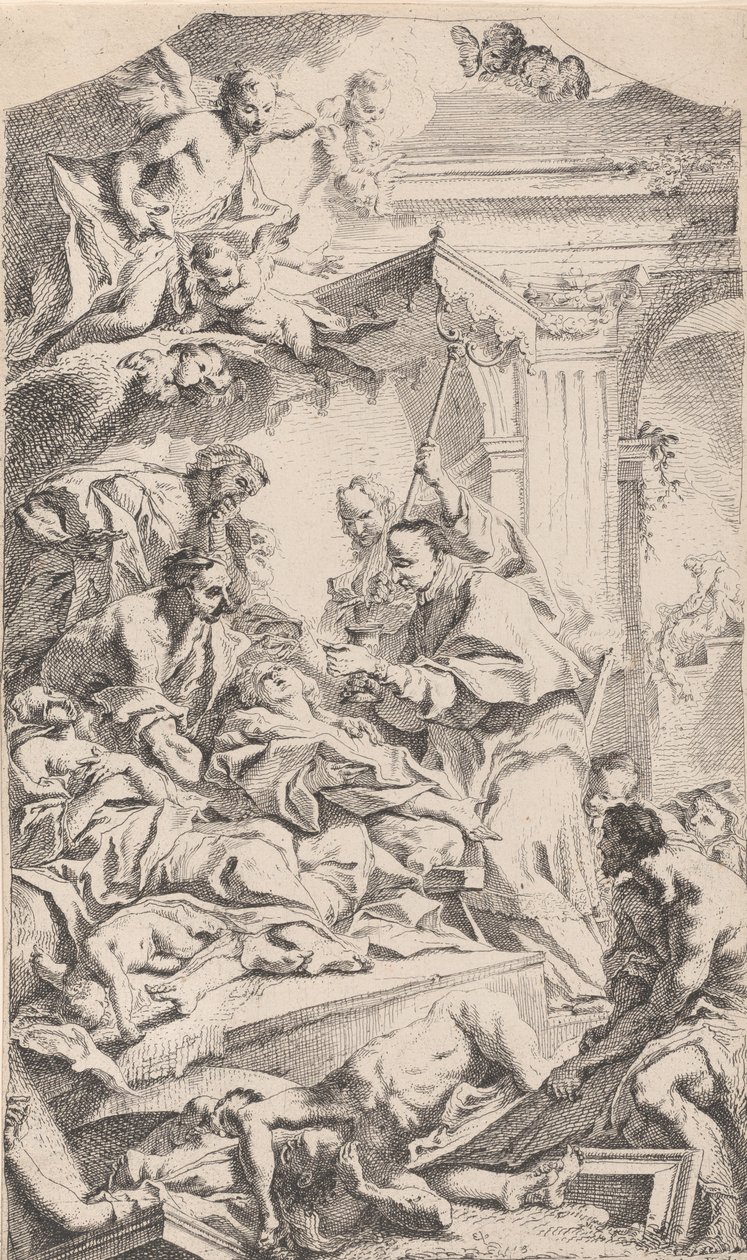 Sint Charles geeft communie aan de pestlijders door Carlo Innocenzo Carloni