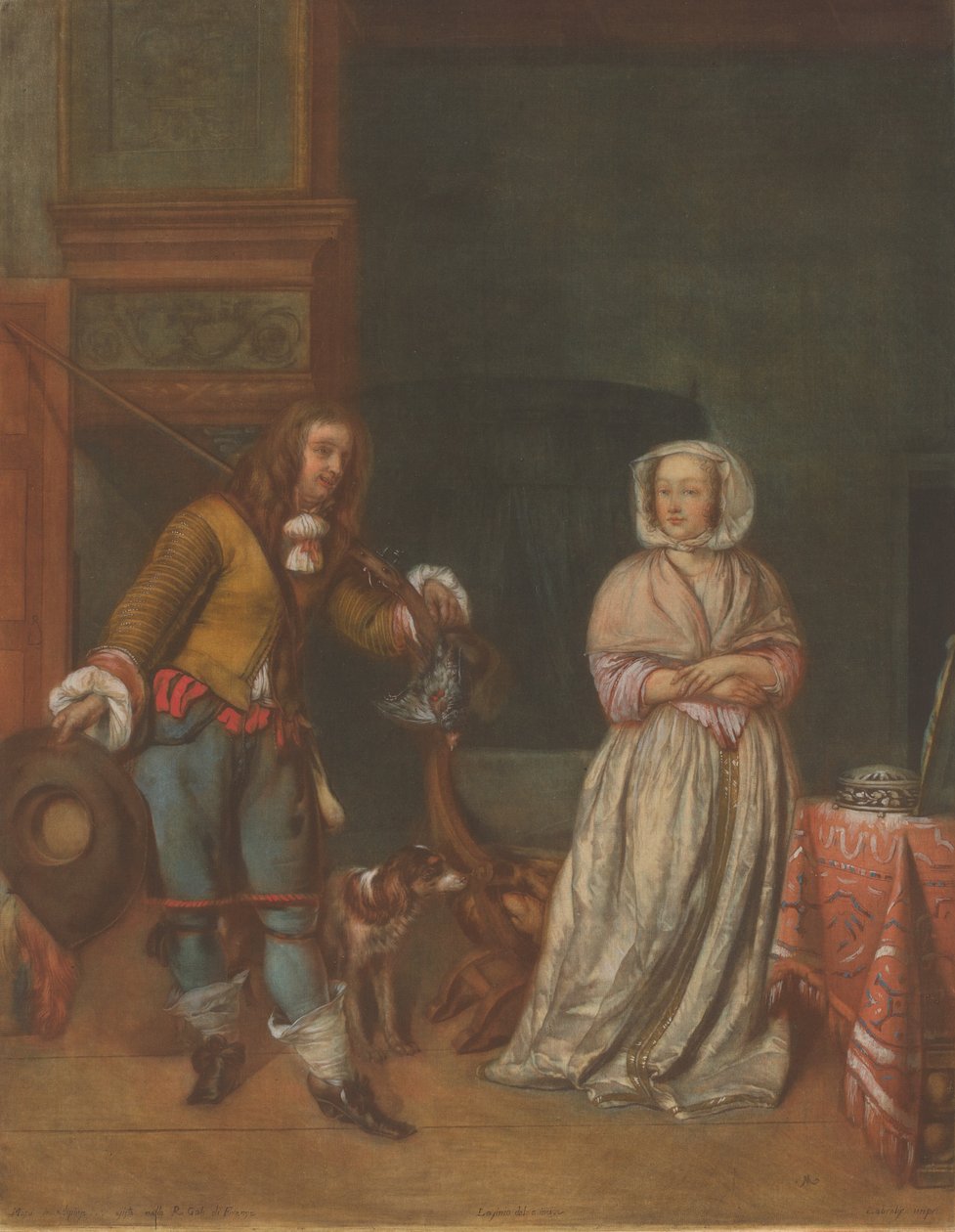 Jager bezoekt een dame, 1783-1786 door Carlo Lasinio