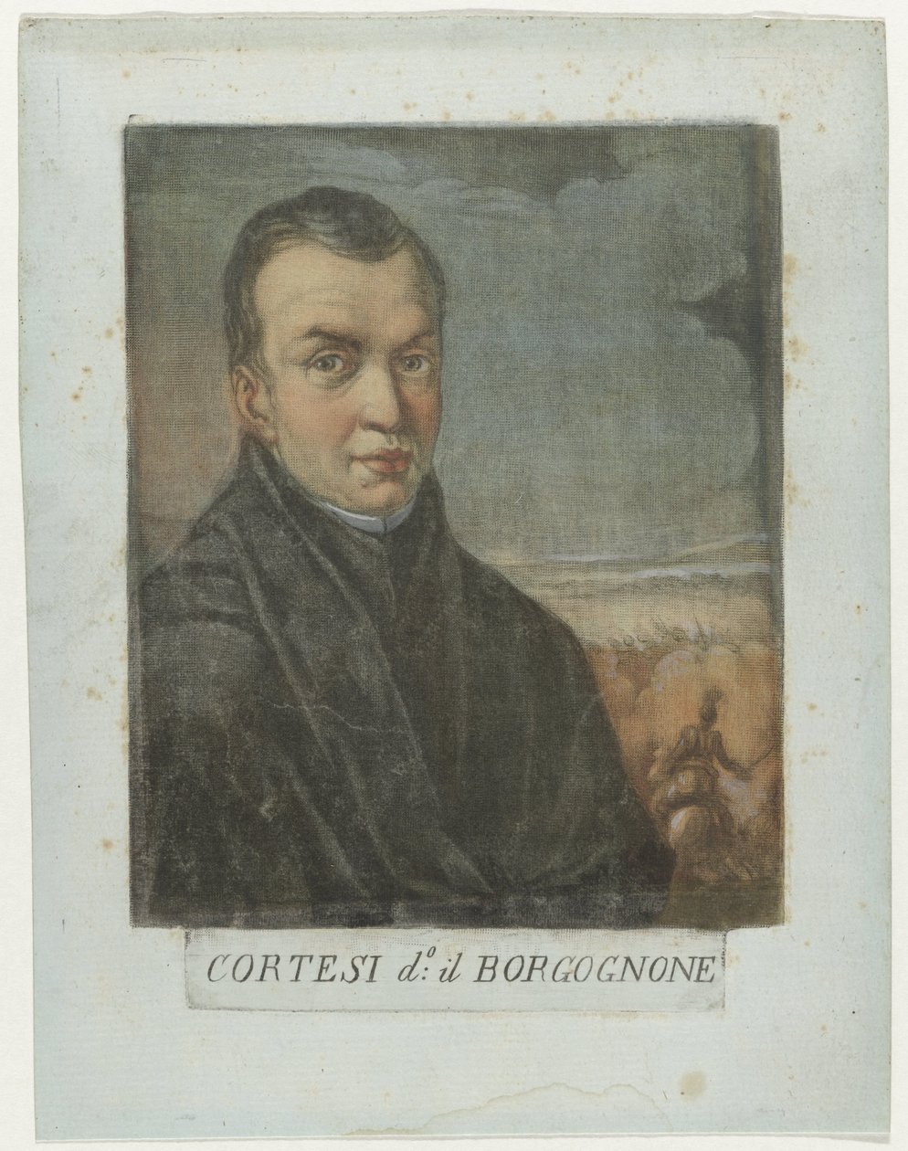 Portret van schilder Jacques Courtois door Carlo Lasinio