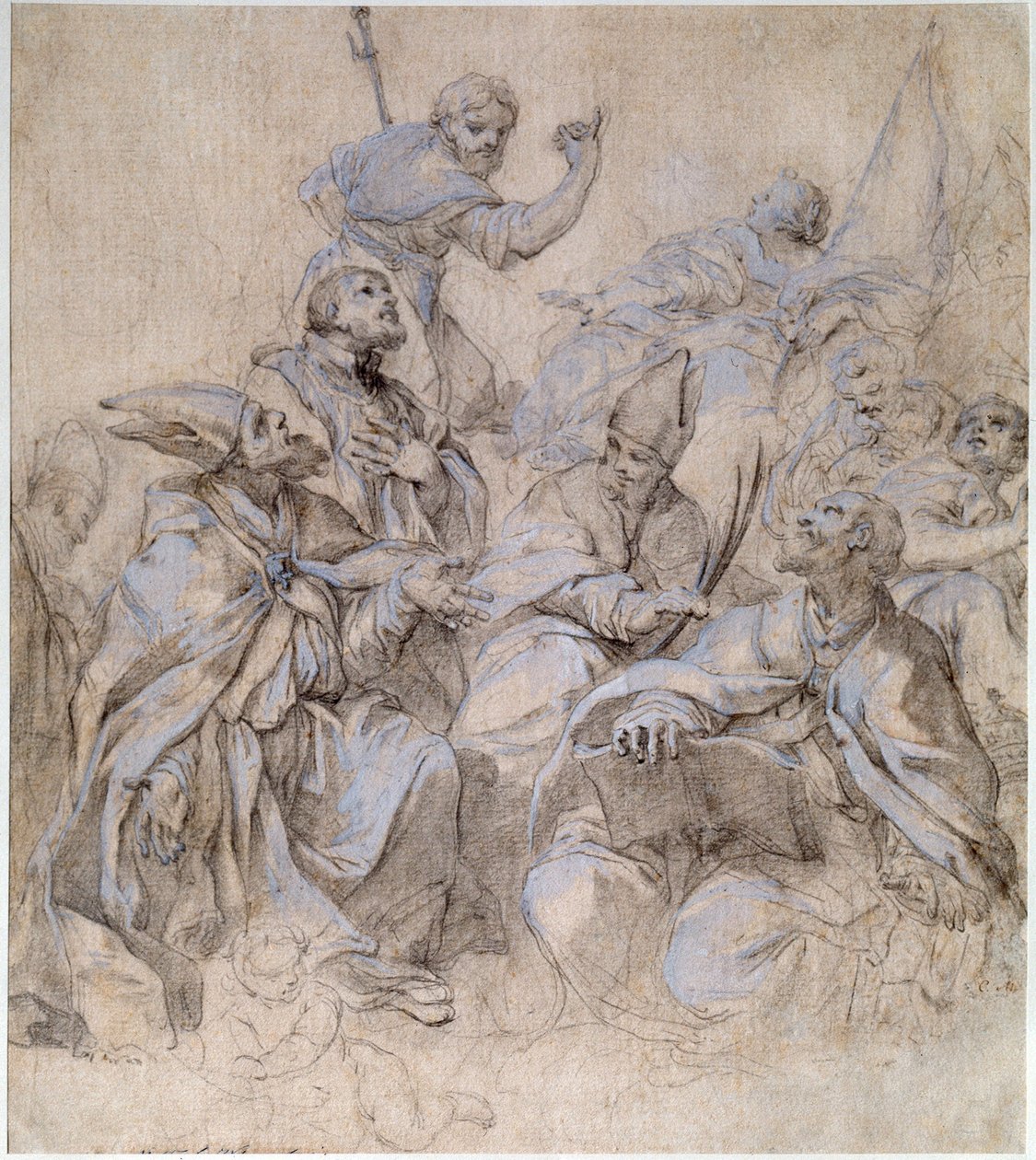 Schets van een Fresco voor de Santa Maria del Popolo Kerk in Rome door Carlo Maratta