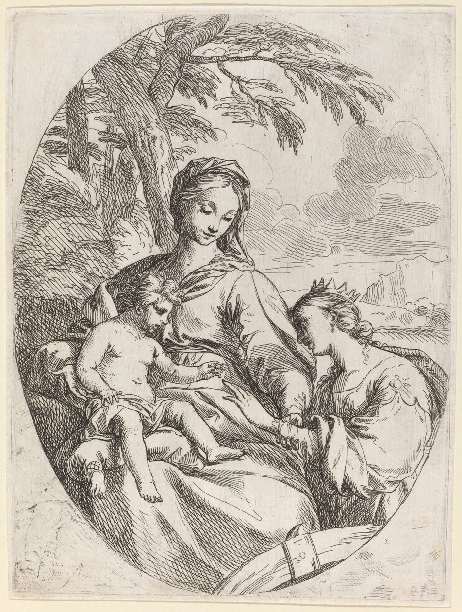 Het mystieke huwelijk van Sint Catharina door Carlo Maratta