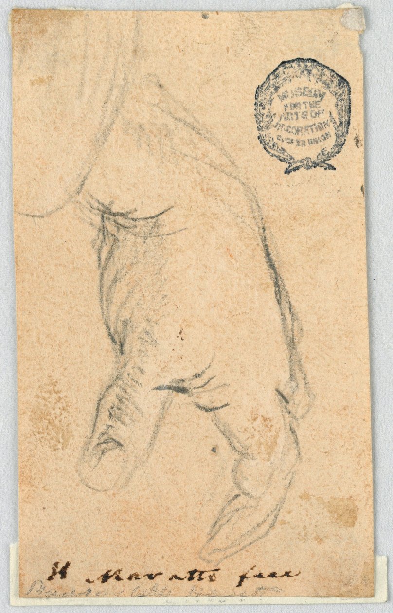 Tekening, Tekening: Een hangende linkerhand, 1650-1700 door Carlo Maratti