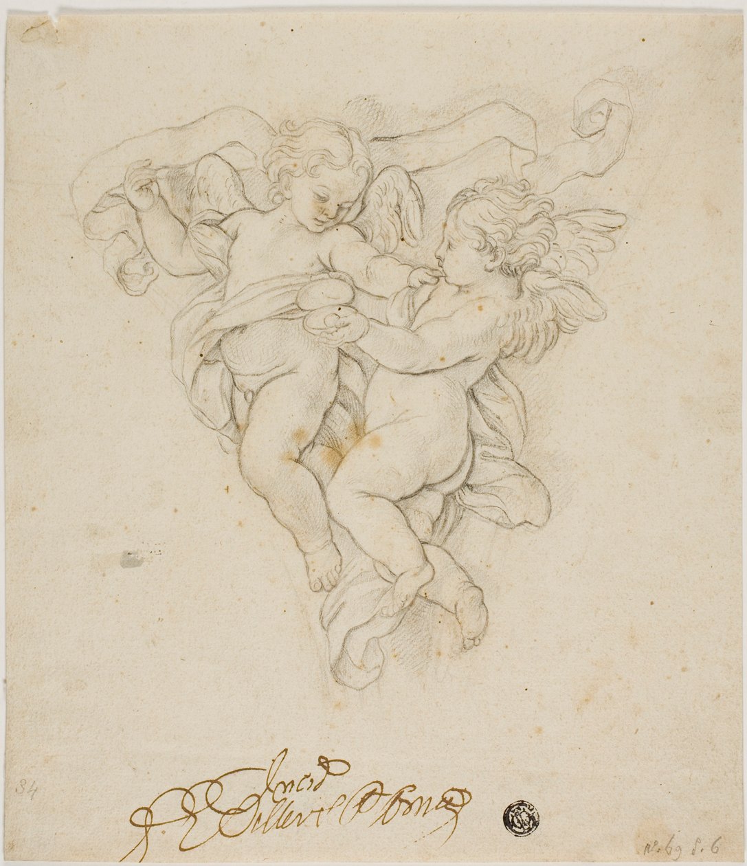 Spandrel Decoratie met Twee Putti door Carlo Maratti
