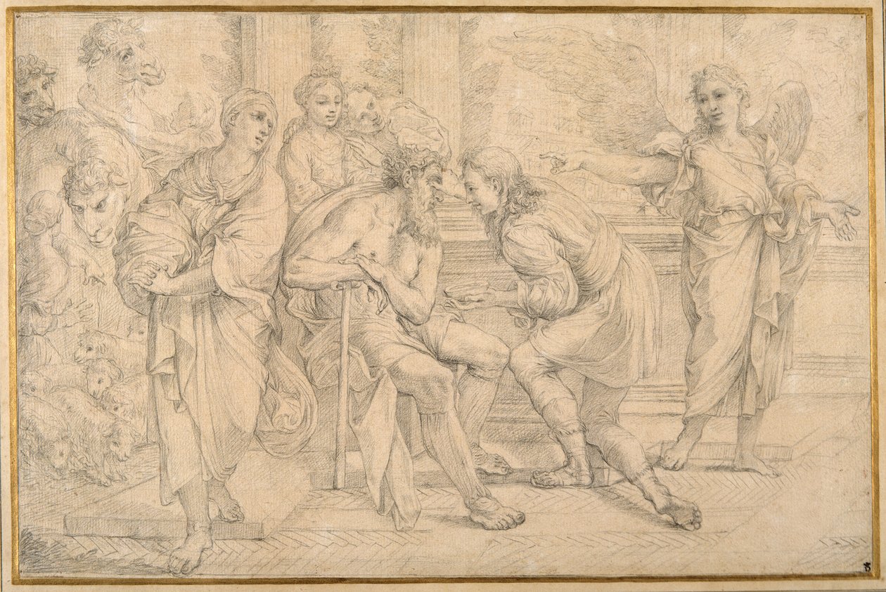 Tobias geneest de blindheid van Tobit met de gal van de vis door Carlo Maratti