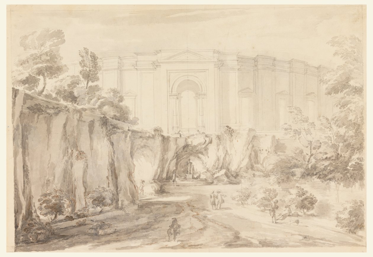 Ontwerp voor een Hemicyclus, Villa Albani, Rome, Italië door Carlo Marchionni