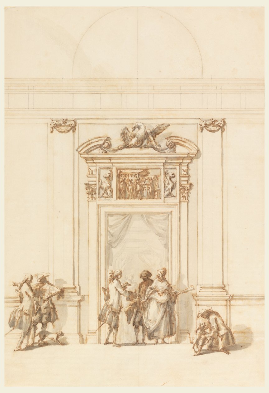 Ontwerp voor de Noordpoort, Grote Galerij, Villa Albani, Rome, Italië door Carlo Marchionni