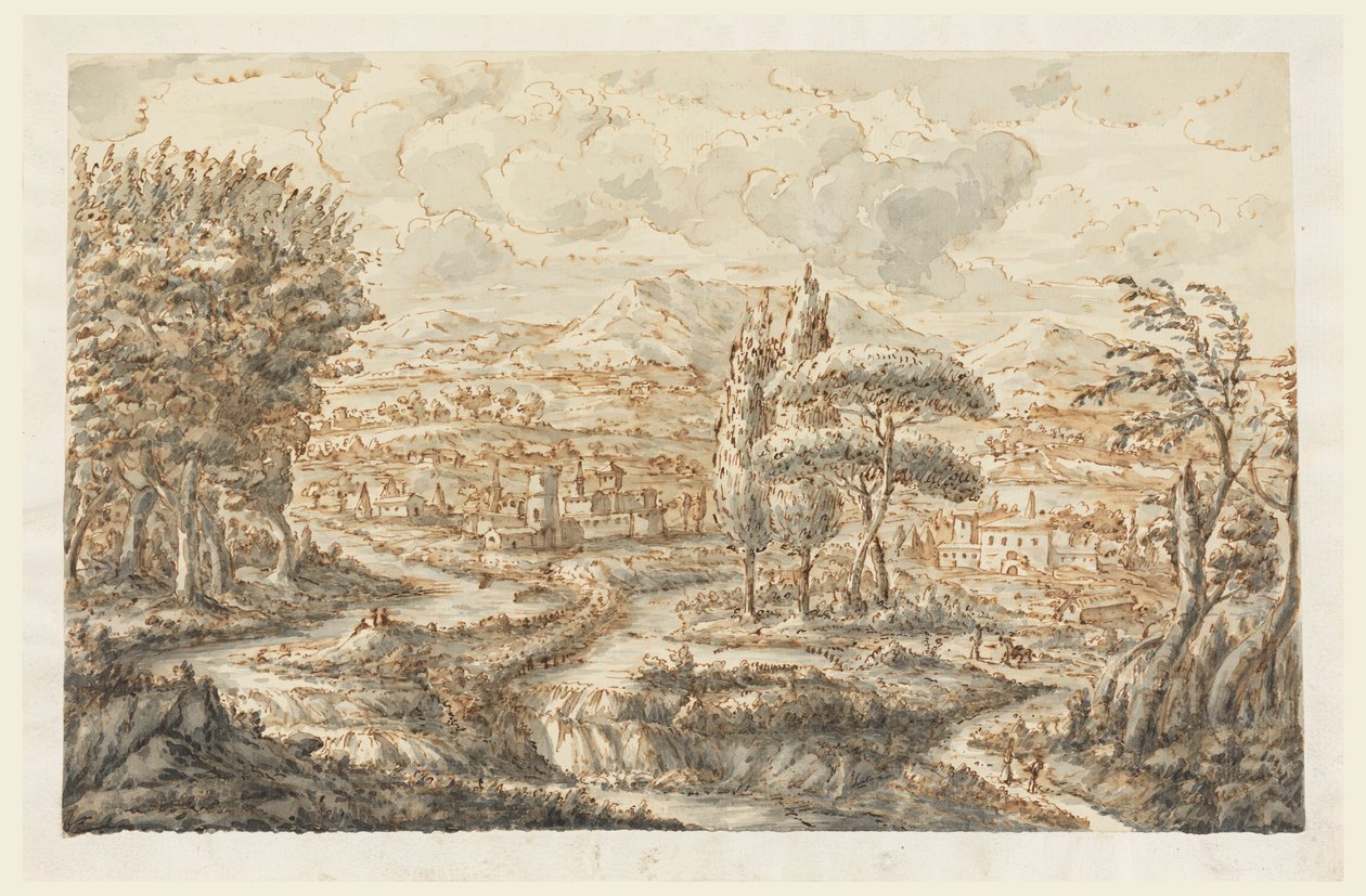 Tekening, Een vallei, 1750-70 door Carlo Marchionni