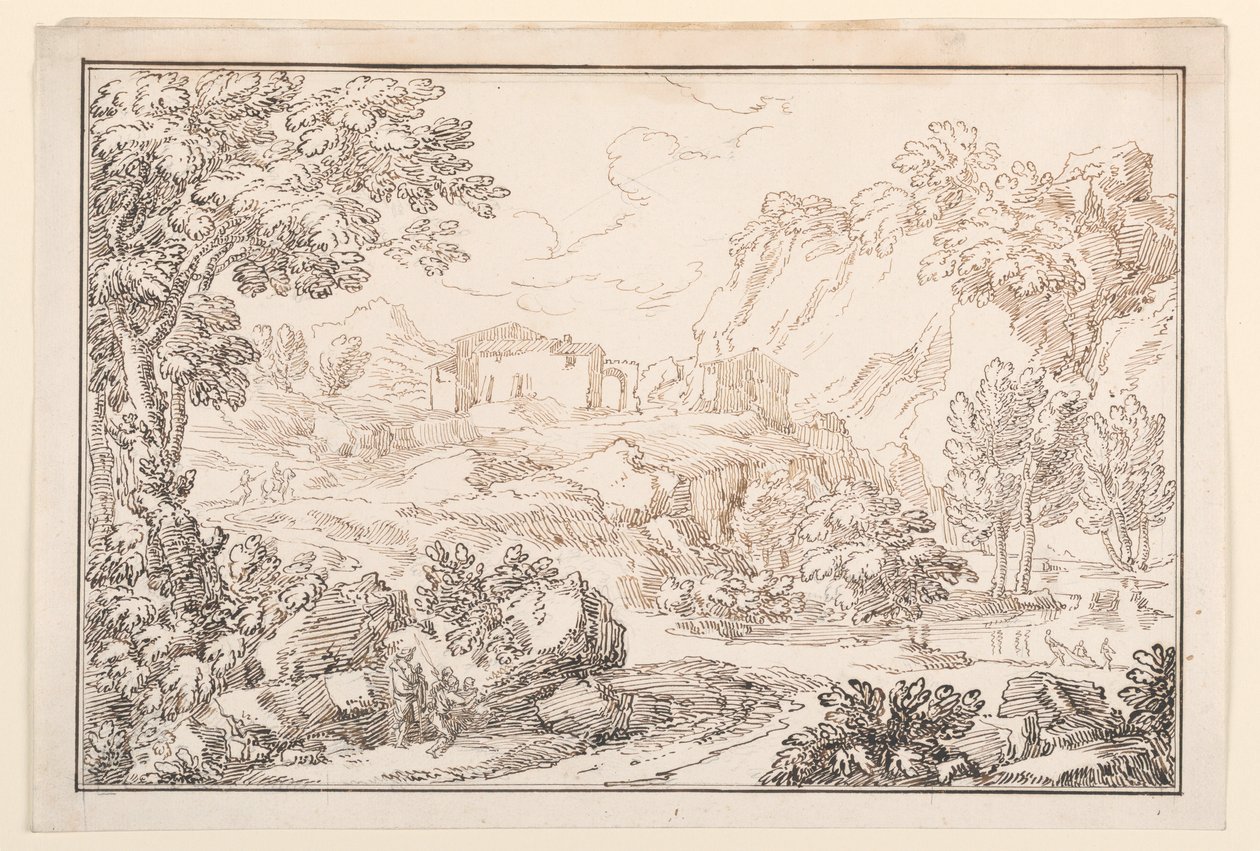 Tekening, Een landschap, 1770-86 door Carlo Marchionni