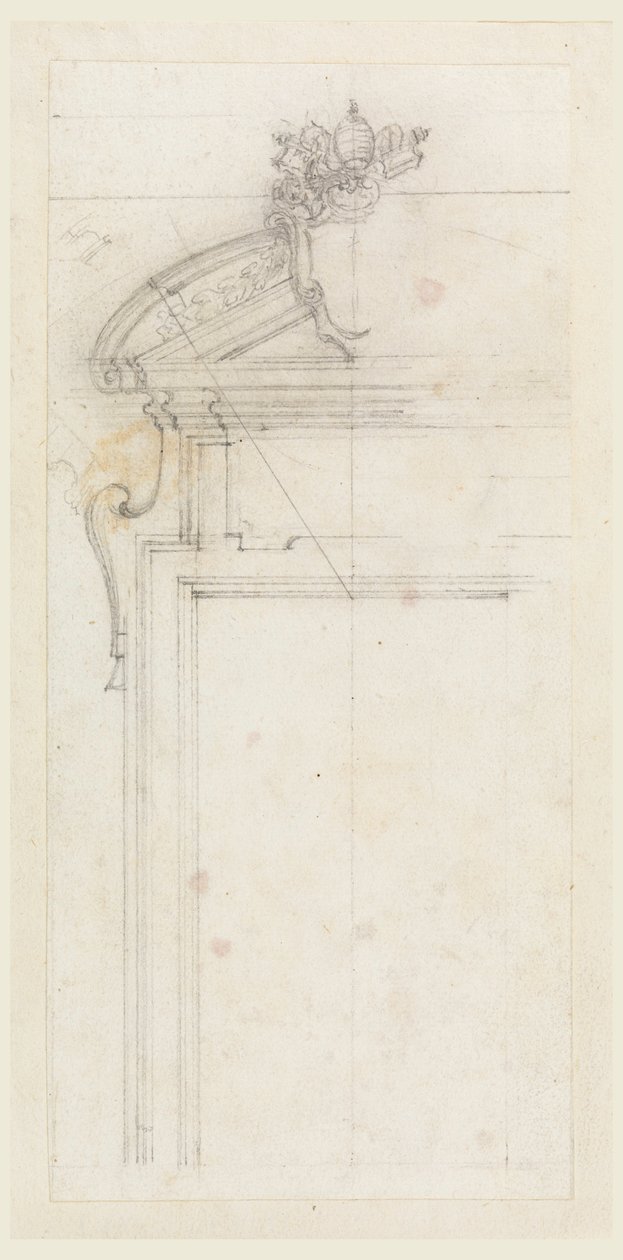 Tekening, ontwerp voor een deurkast, 1725-50 door Carlo Marchionni