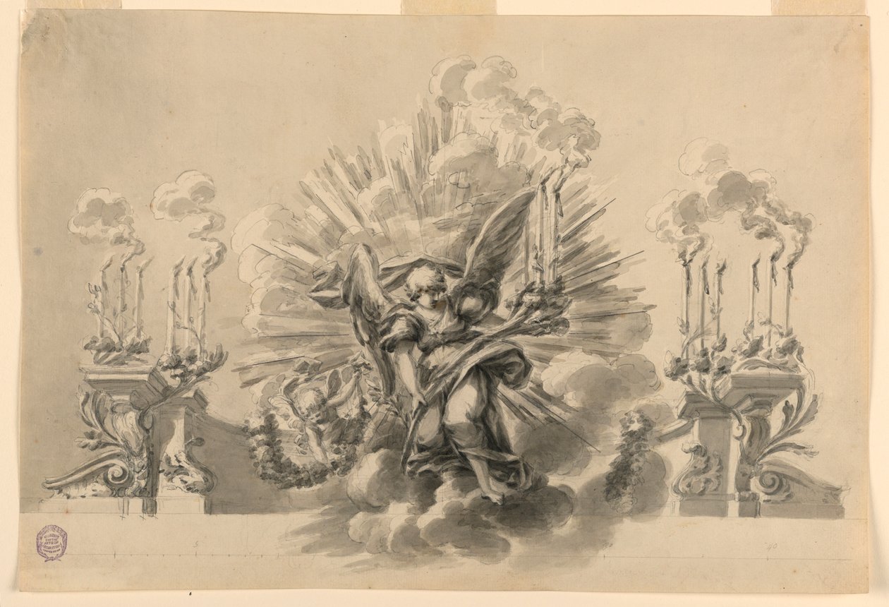 Tekening, Ontwerp voor een ceremoniële decoratie, ca. 1760 door Carlo Marchionni