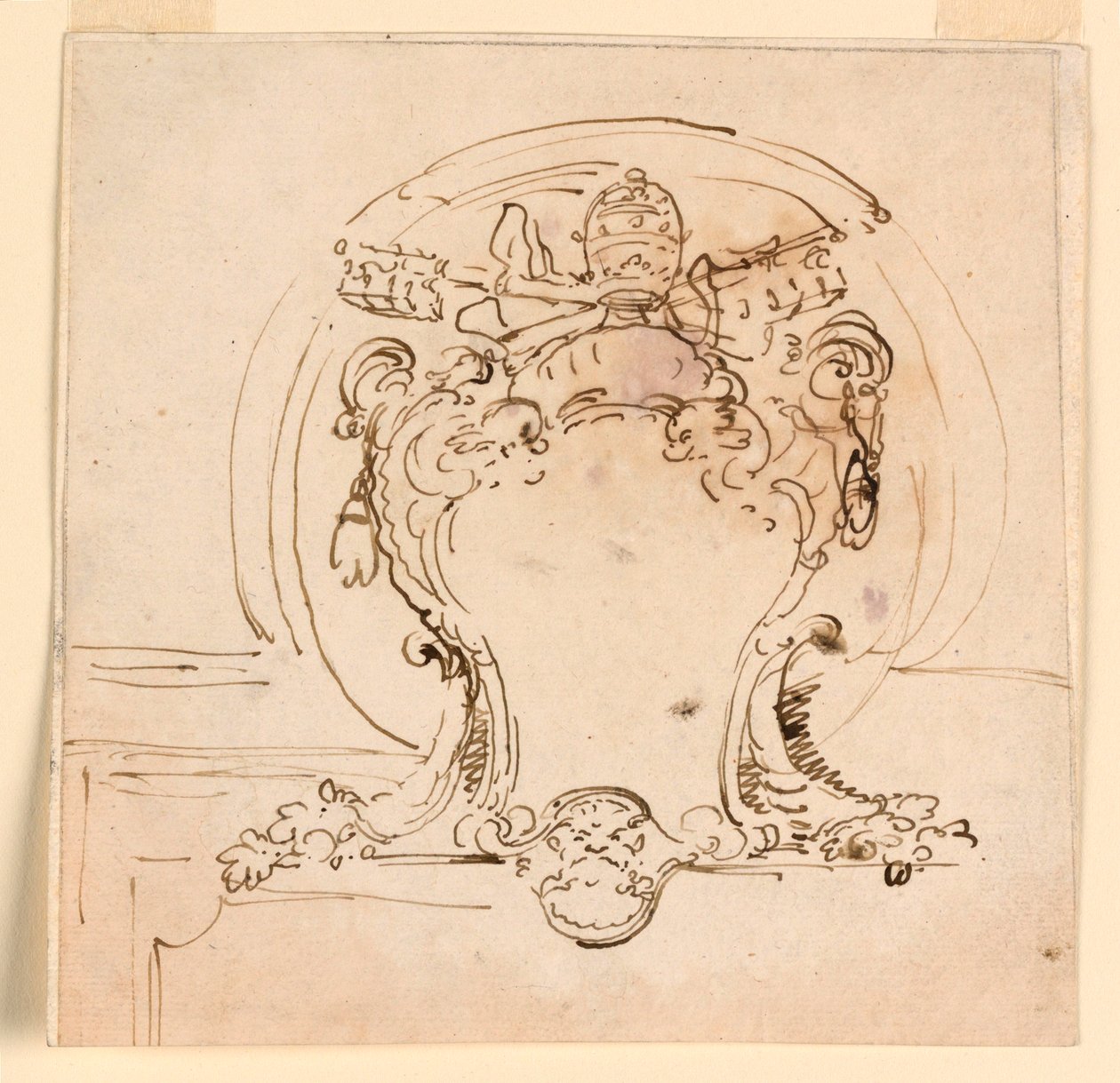 Tekening, Pauselijk wapenschild, 1740-58 door Carlo Marchionni