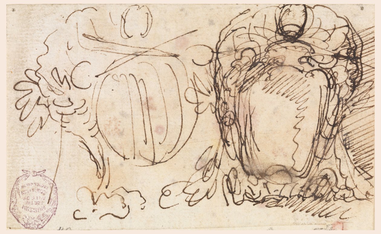 Tekening, Twee wapenschilden voor het wapen van paus Benedictus XIV, 1740-58 door Carlo Marchionni