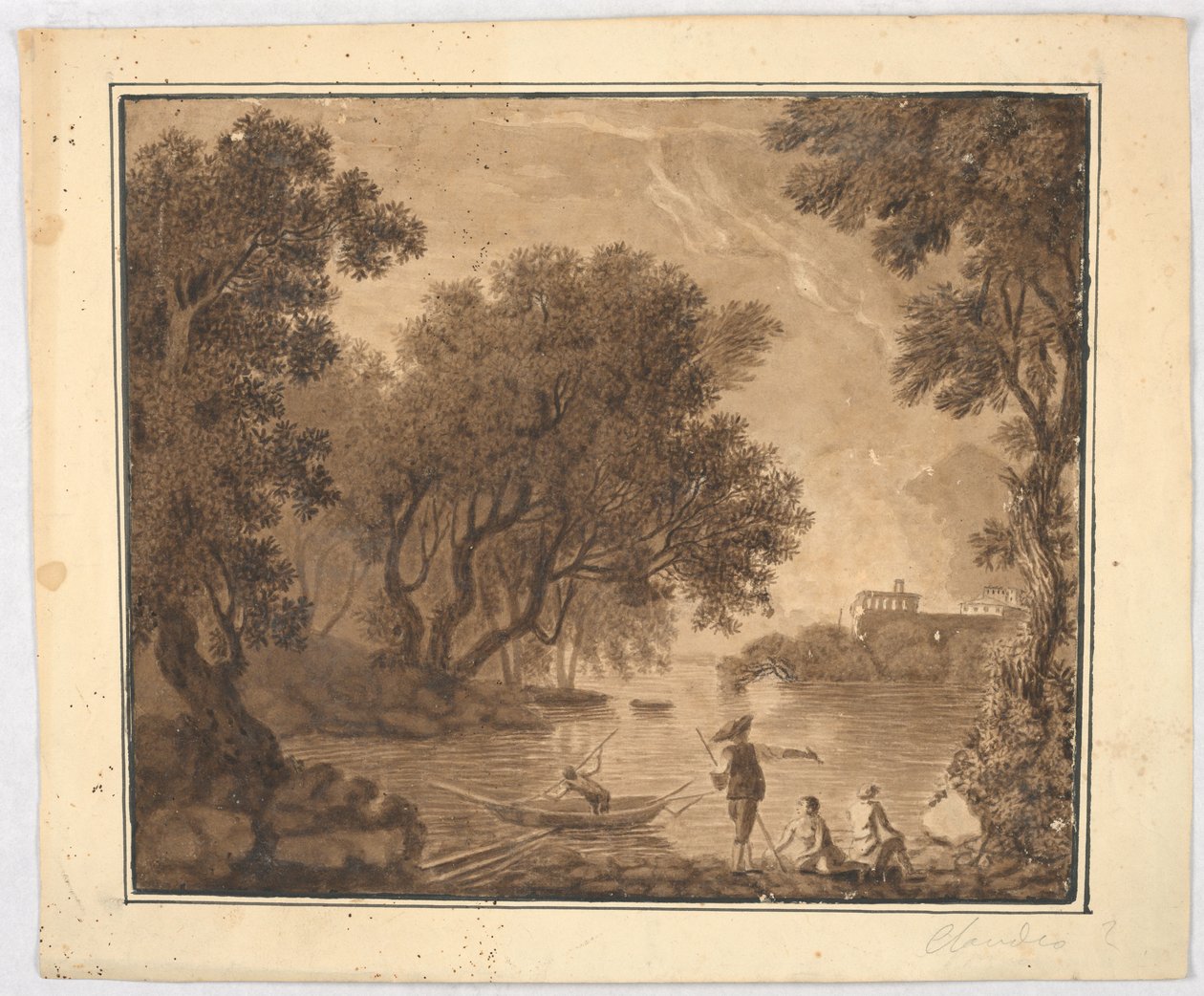 Vissers in landschap door Carlo Marchionni