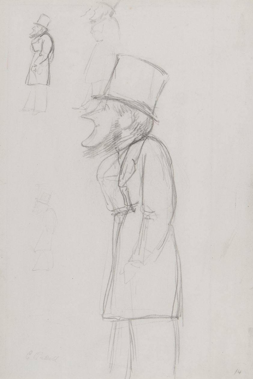 Schets voor een Karikatuur, Mogelijk van G. Russell door Carlo Pellegrini