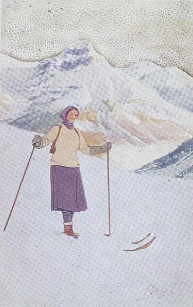 Skiër op de hellingen van Engelberg, Zwitserland door Carlo Pellegrini