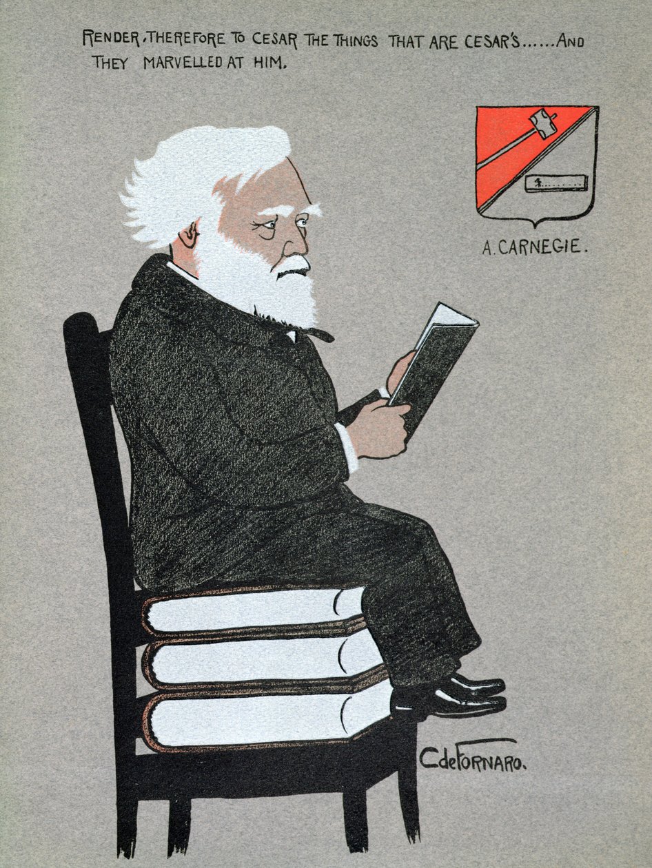 Karikatuur van Andrew Carnegie (1835-1919) illustratie uit 