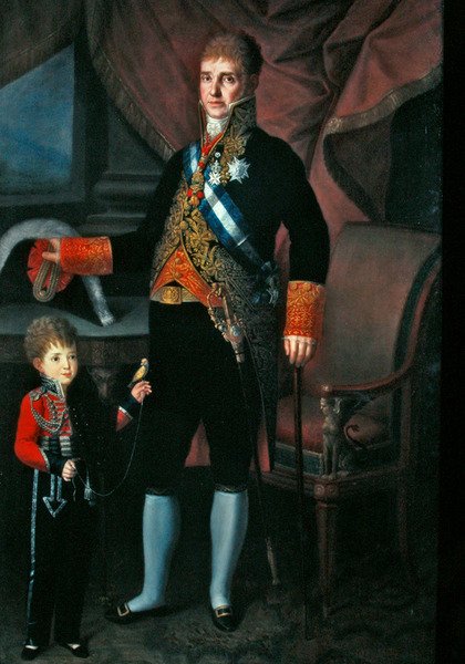 Portret van graaf Torrejon en zijn zoon door Carlos Blanco