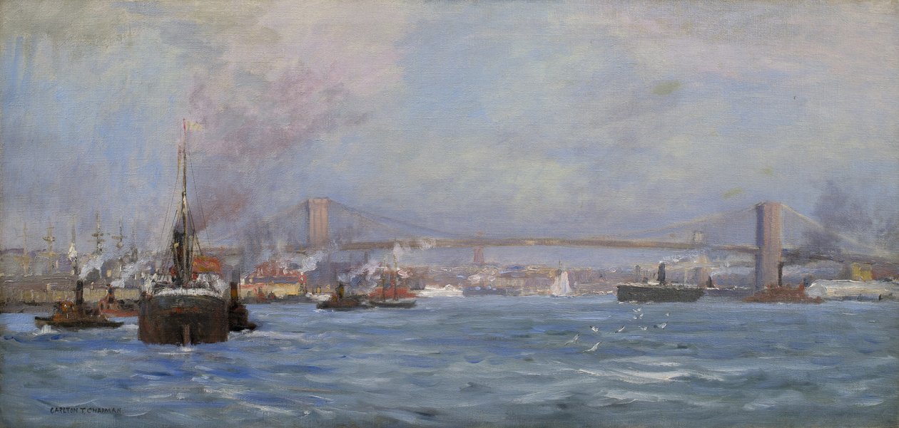 De East River, NYC, 1904 door Carlton Theodore Chapman