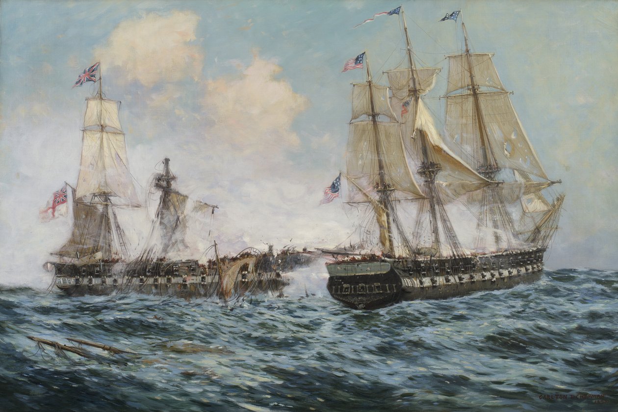 Engagement Tussen de U.S. Fregat Constitution en H.M.S. Java, 1896 door Carlton Theodore Chapman