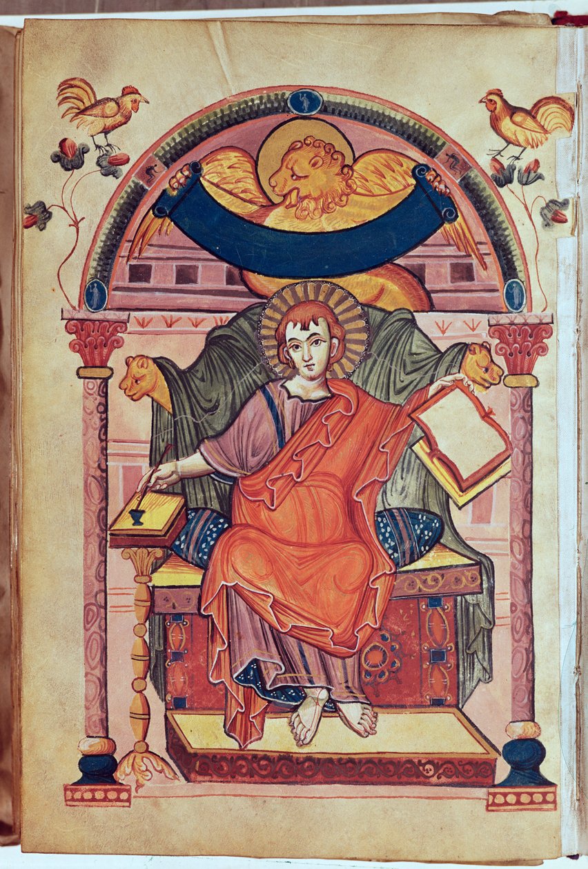 St. Marcus, uit het Ada-manuscript door Carolingian School