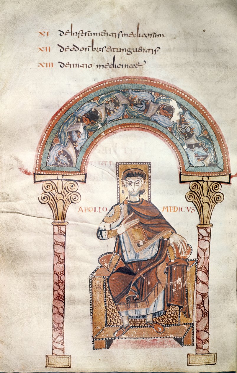 Ms CCII fol.91v Apollo Medicus, uit Etymologiae door Isidorus van Sevilla door Carolingian School