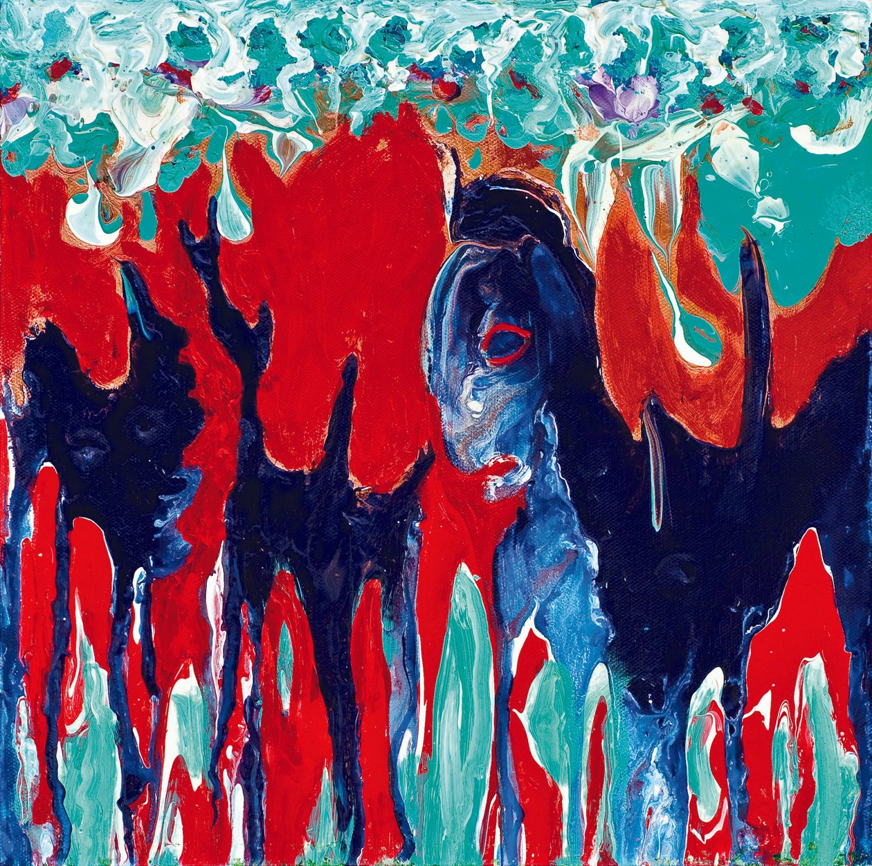 Mutant Beasts, 2011 (acrylverf op doek) door Carolyn Mary Kleefeld