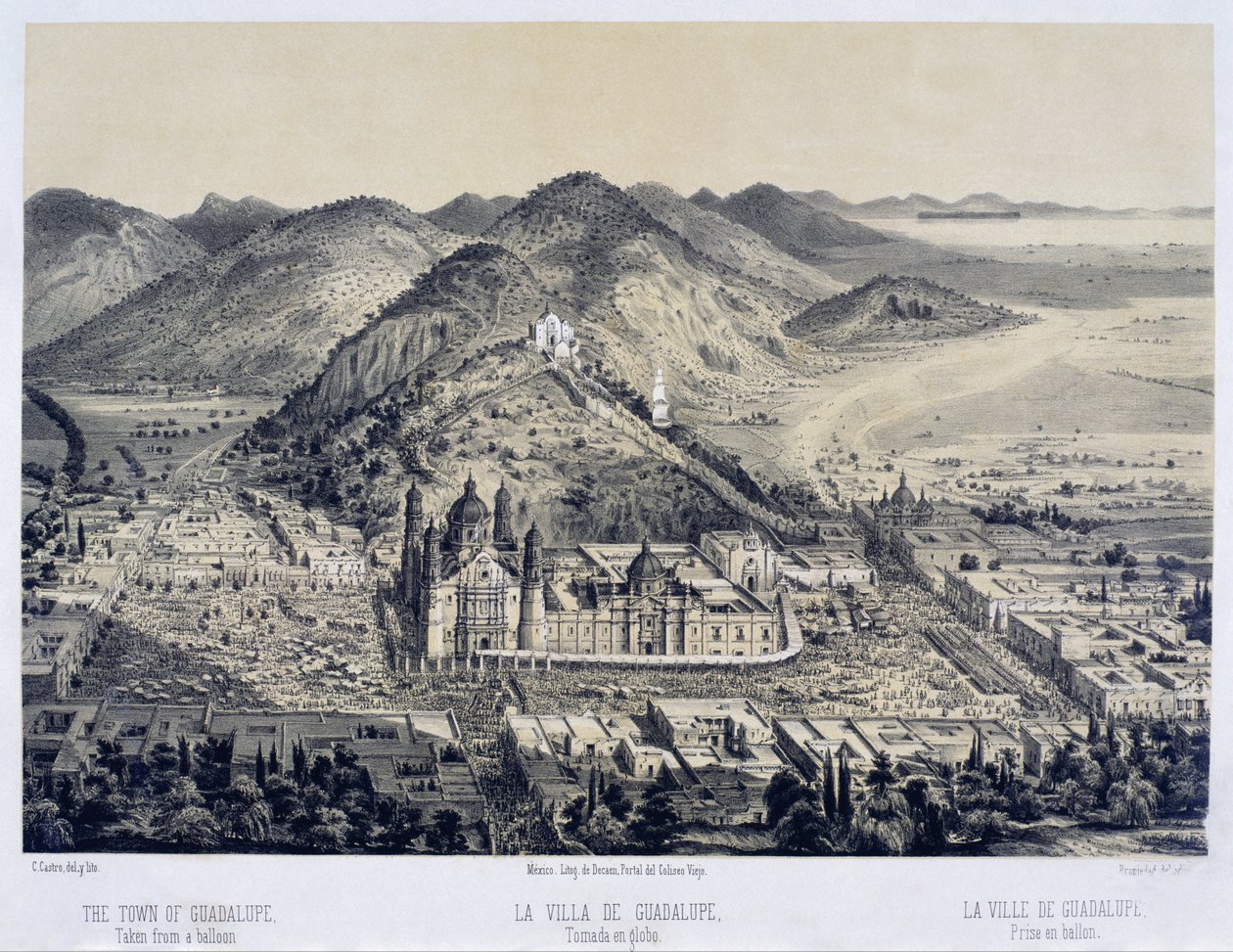 De Villa de Guadalupe gezien vanuit een luchtballon door Casimiro Castro