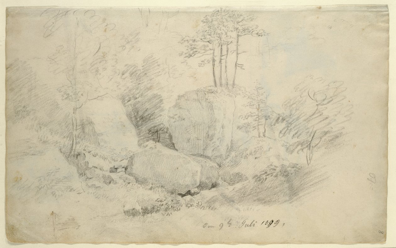 Rotsblokken in het bos, 1800 door Caspar David Friedrich