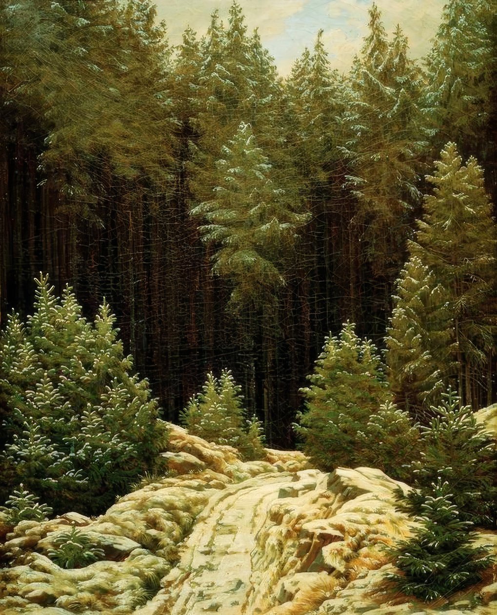 Vroege sneeuw door Caspar David Friedrich