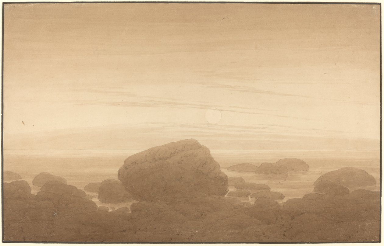 Maanopkomst aan een lege kust door Caspar David Friedrich