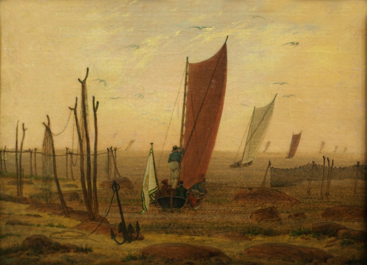 Ochtend (Vertrek van de boten) door Caspar David Friedrich