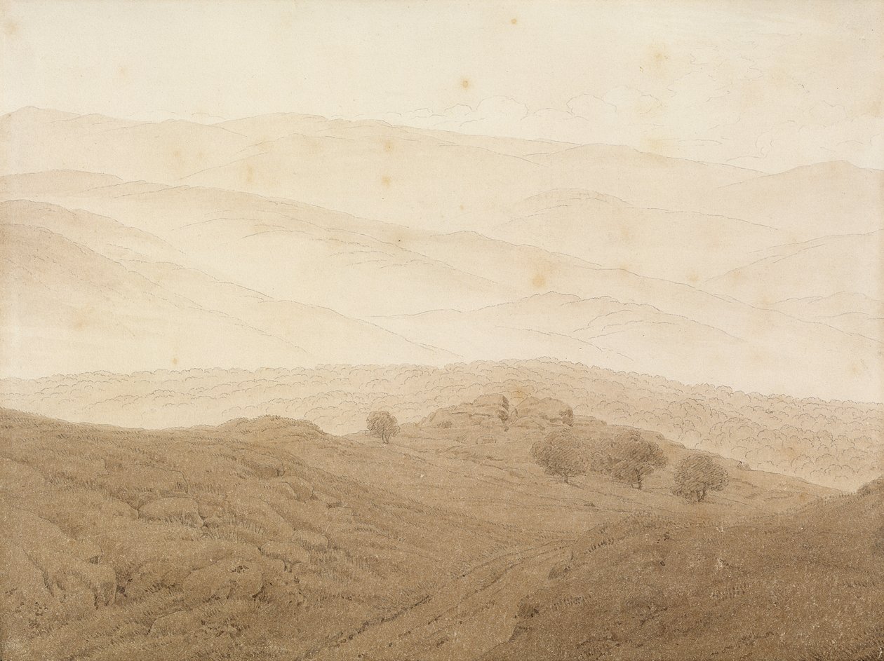 Berglandschap bij Teplitz door Caspar David Friedrich