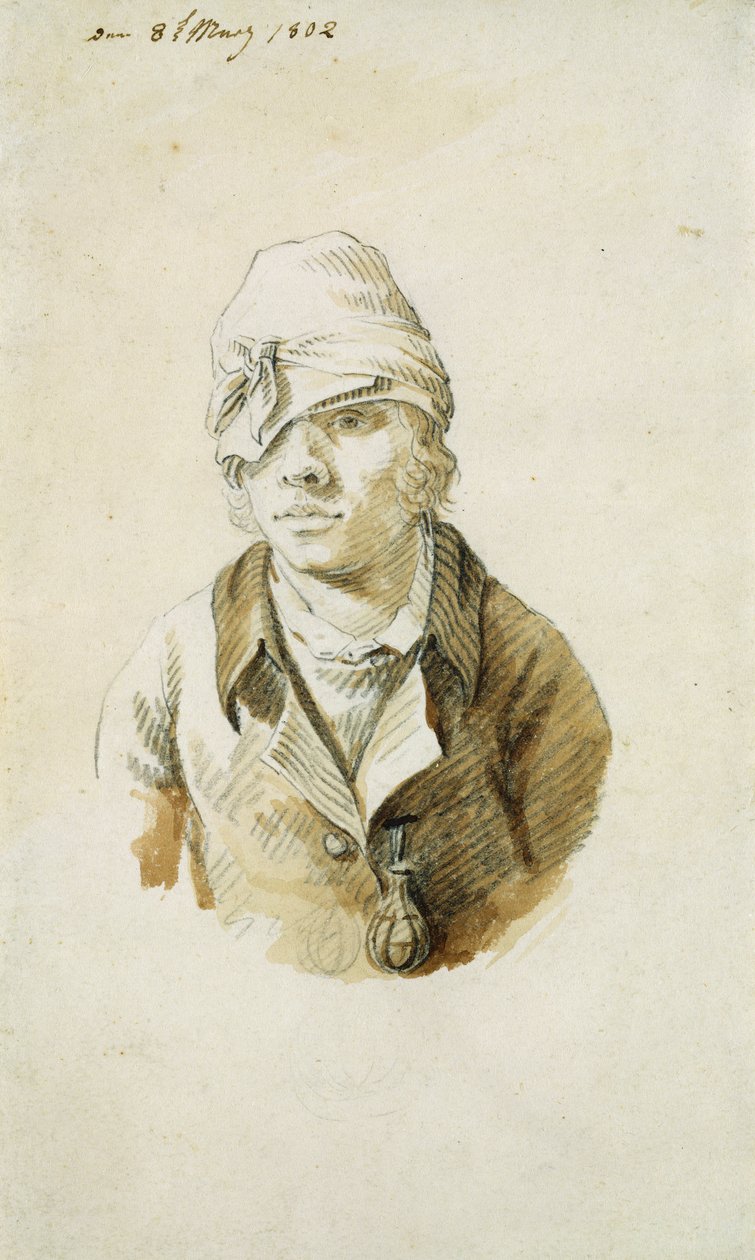 Zelfportret met pet en ooglapje (8 mei 1802) door Caspar David Friedrich