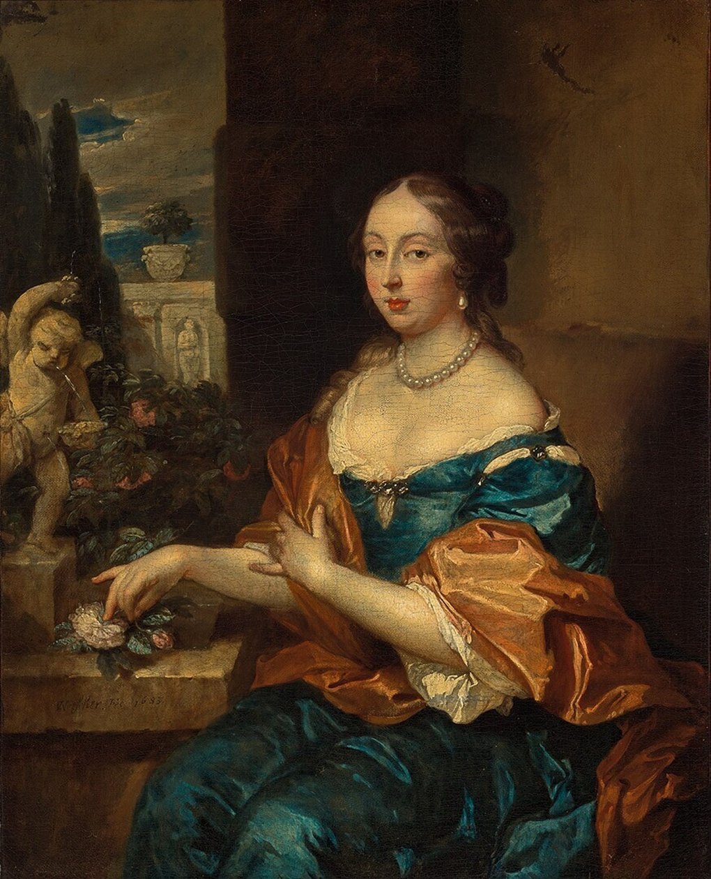 Portret van een vrouw door Caspar Netscher