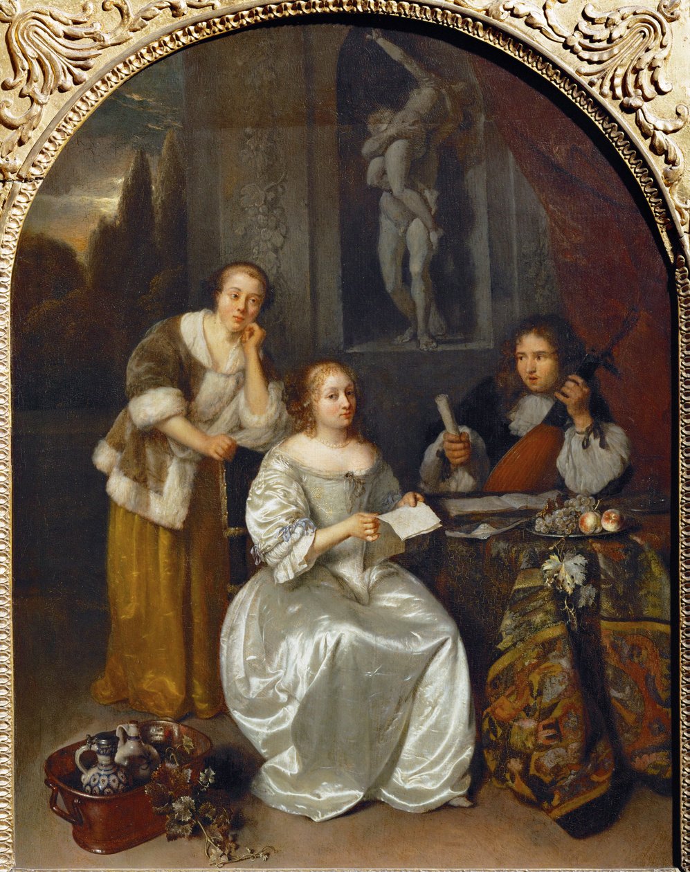 De zangles ... door Caspar (studio of) Netscher