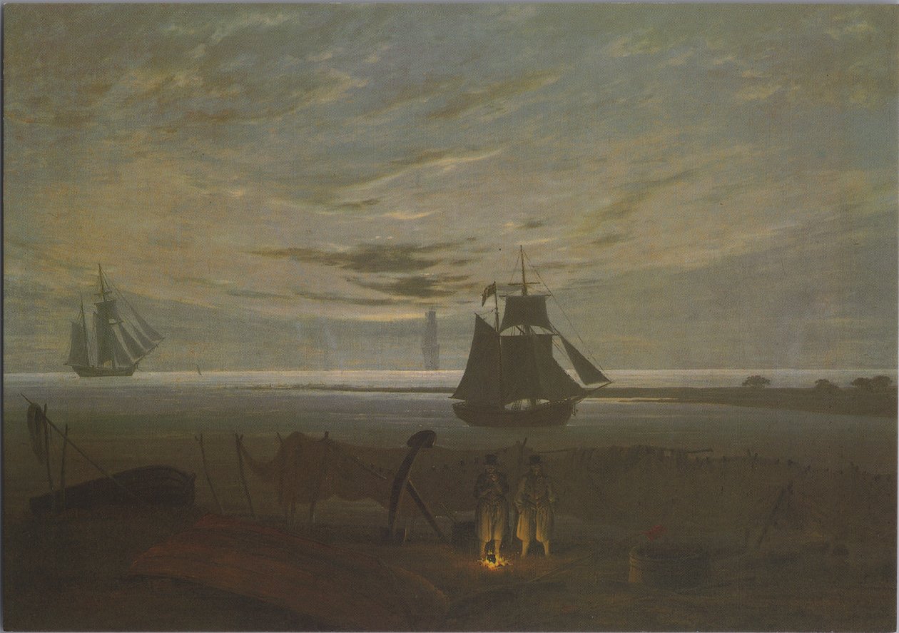 Avond op het strand van de Baltische Zee door Caspar David Friedrich