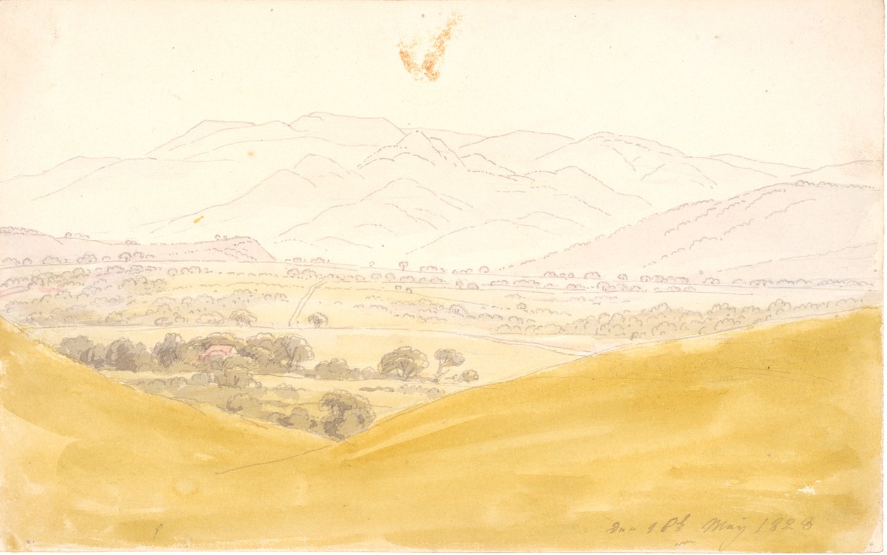 Boheems landschap met het middelgebergte door Caspar David Friedrich