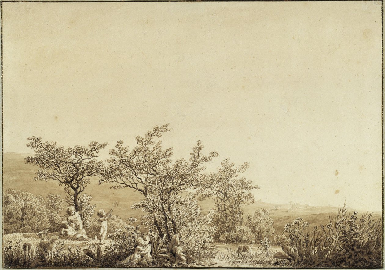 De lente - De ochtend - De kindertijd (uit de cyclus van jaargetijden, dagdelen en levensfasen uit 1803) door Caspar David Friedrich