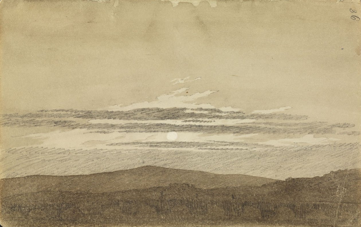 Berglandschap bij zonsondergang door Caspar David Friedrich