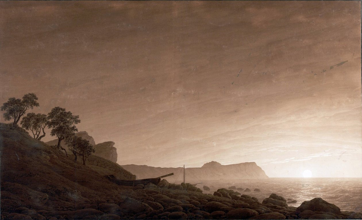 Duits: Zicht op Arkona met opkomende maan Zicht op Arkona met opkomende maan door Caspar David Friedrich