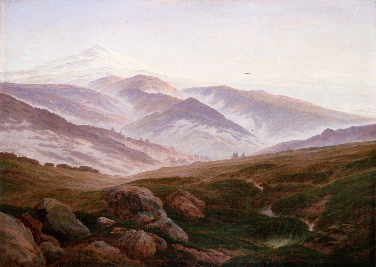 Duits: Erinnerungen an das Riesengebirge Herinneringen aan het Reuzengebergte door Caspar David Friedrich